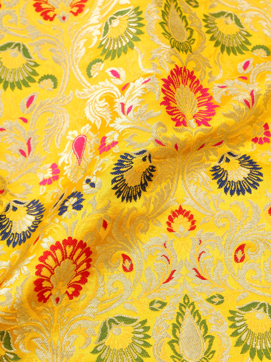 Yellow Kinkhab / Kimkhab Brocade Banarasi Fabric