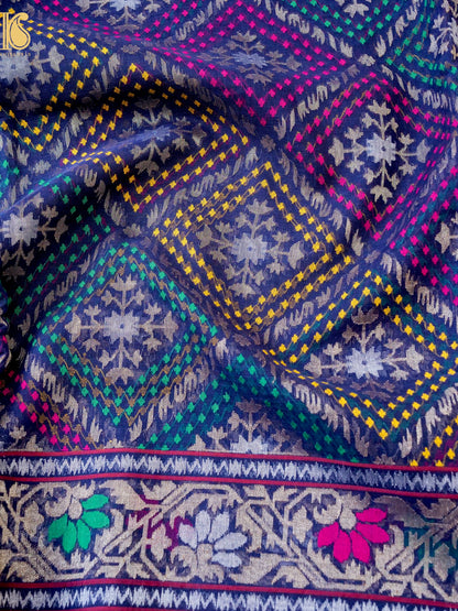 Neelambari Handloom Banarasi Real Silver Zari Cotton Saree