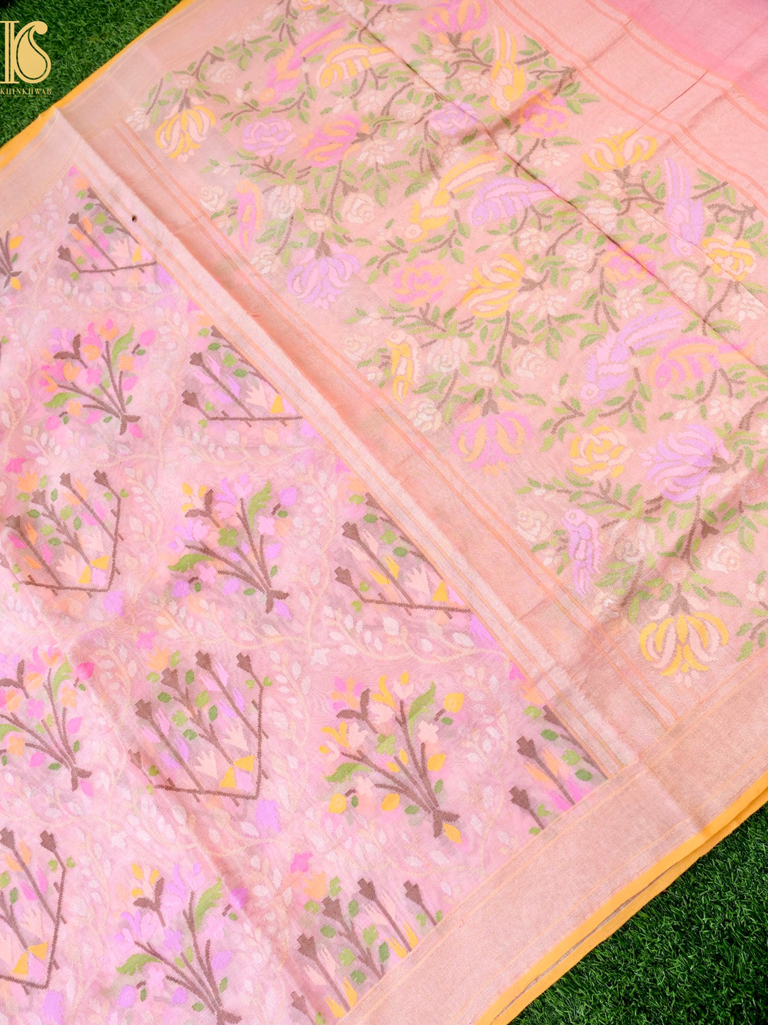 Handloom Banarasi Real Silver Zari Kora Saree