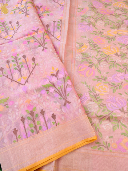 Handloom Banarasi Real Silver Zari Kora Saree