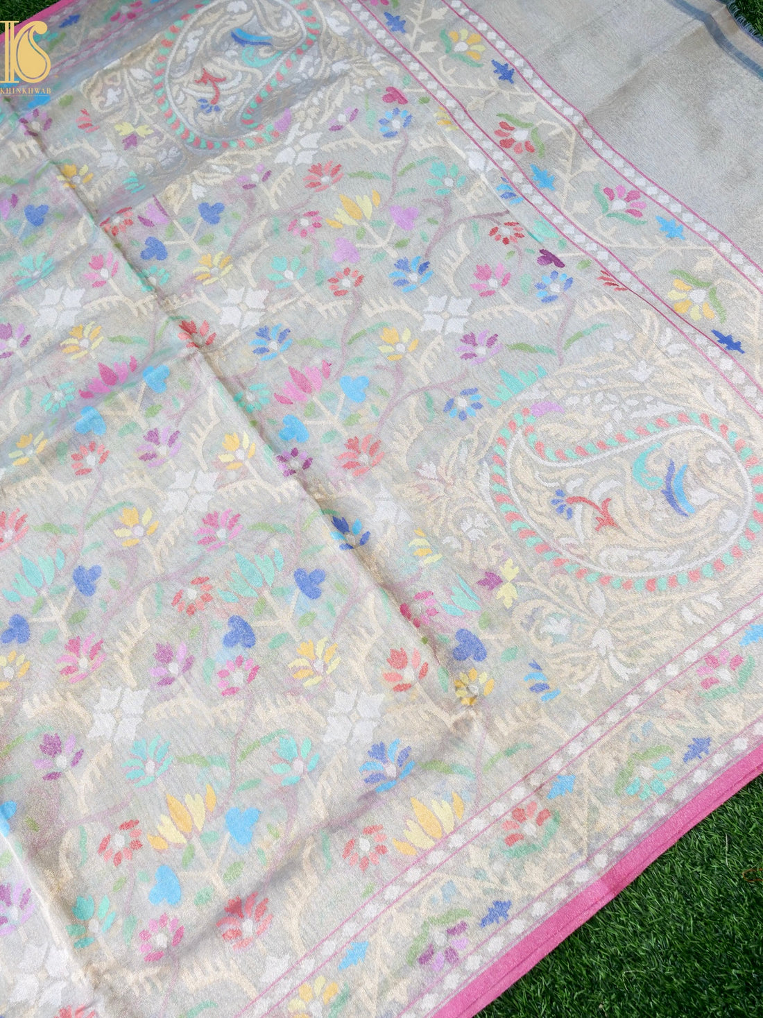 Handloom Banarasi Real Silver Zari Tissue Silk Saree