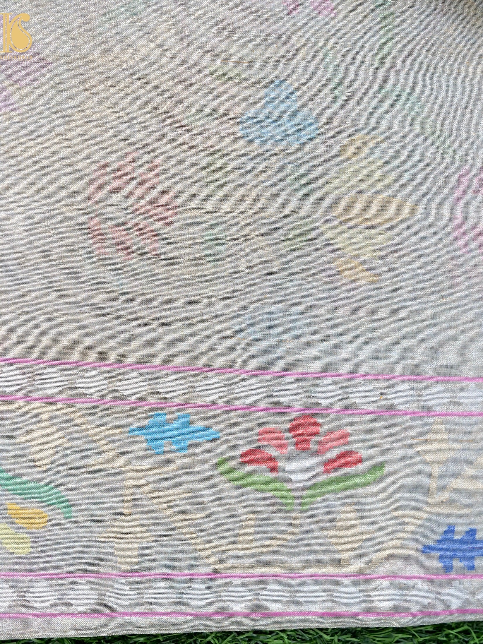 Handloom Banarasi Real Silver Zari Tissue Silk Saree
