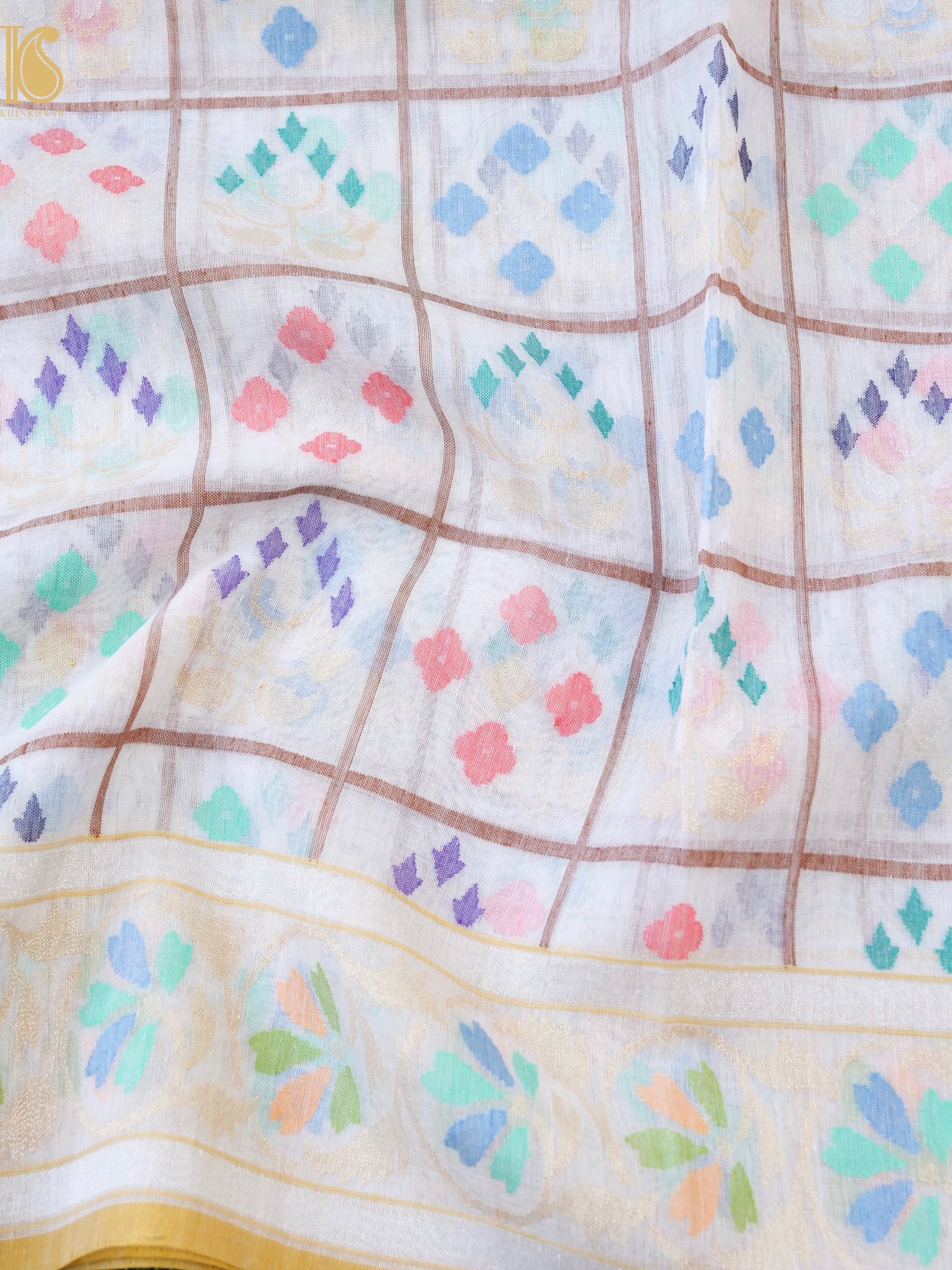 Handloom Banarasi Real Silver Zari Shwetambari Cotton Saree