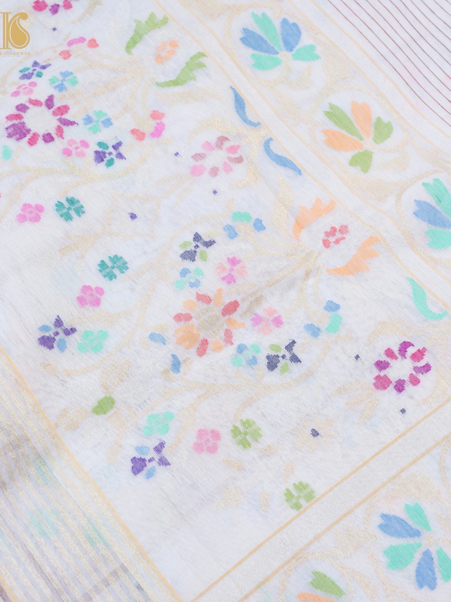 Handloom Banarasi Real Silver Zari Shwetambari Cotton Saree