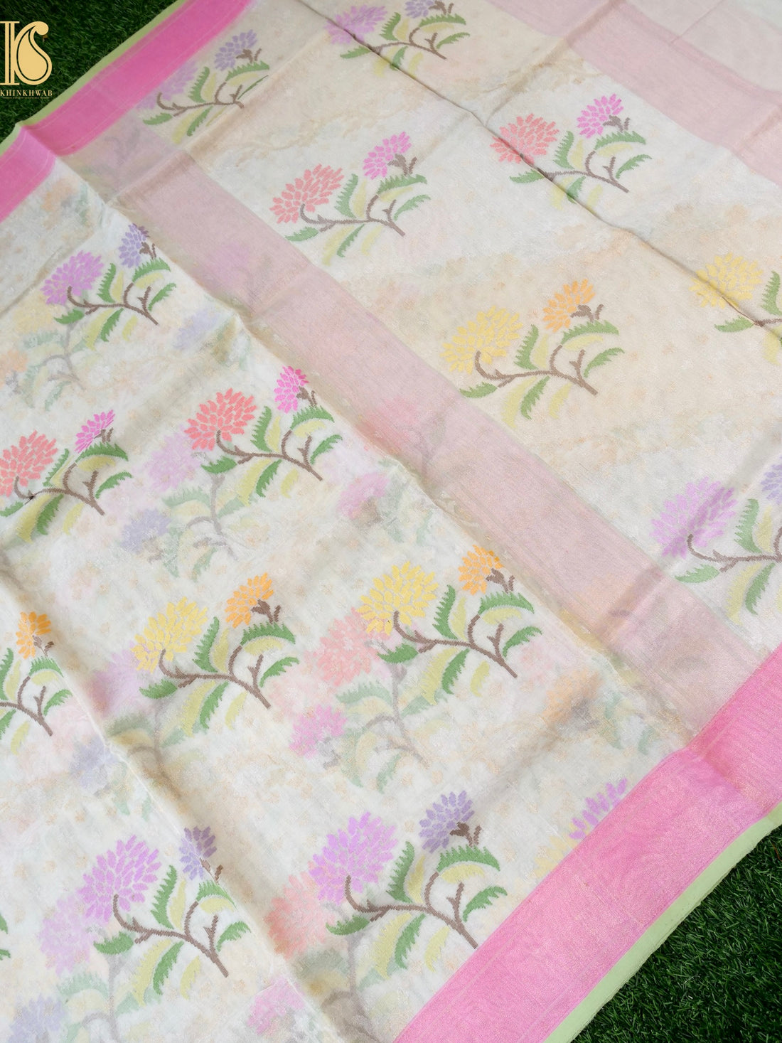 Handloom Banarasi Real Silver Zari Kora Saree