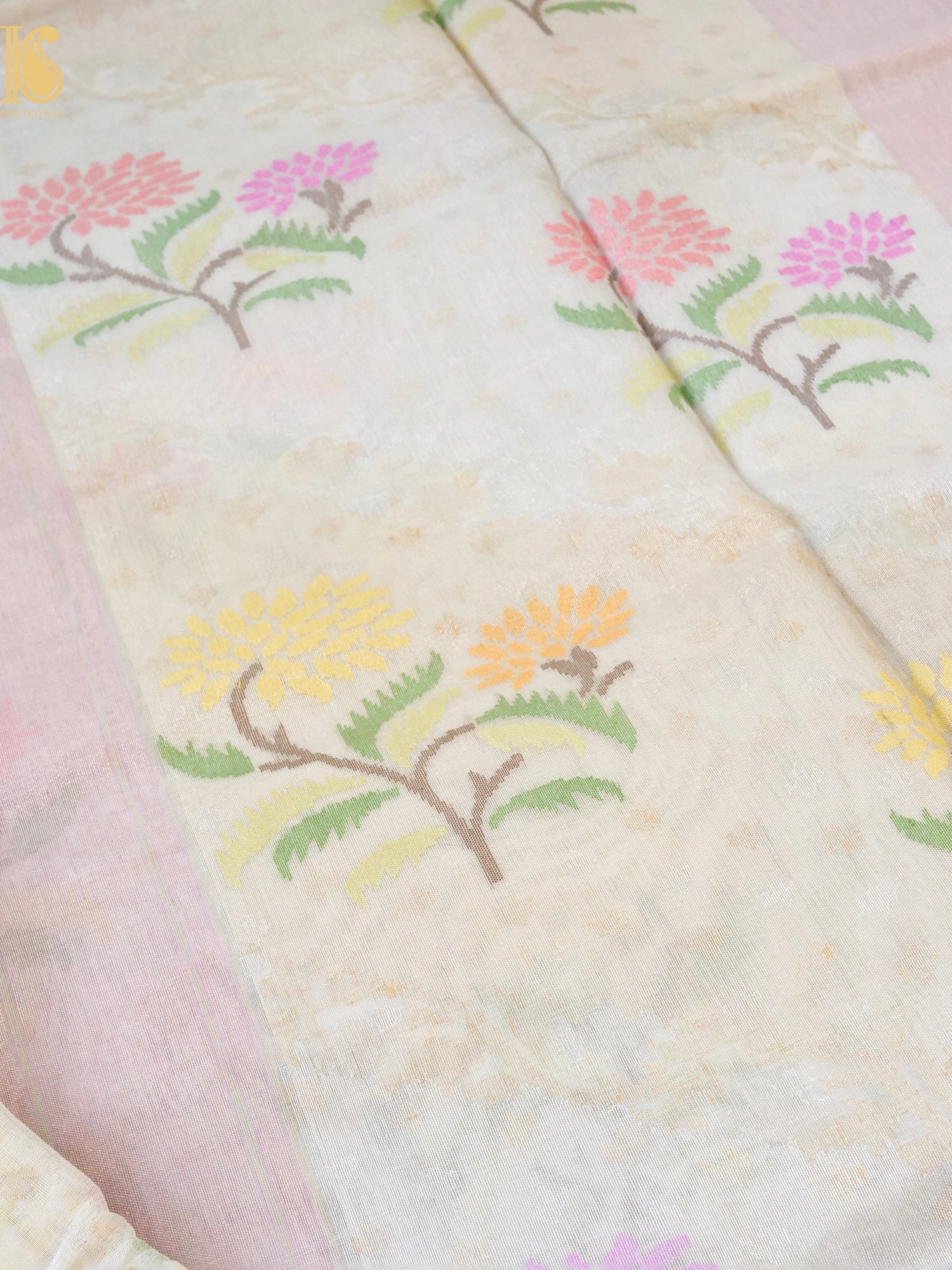 Handloom Banarasi Real Silver Zari Kora Saree