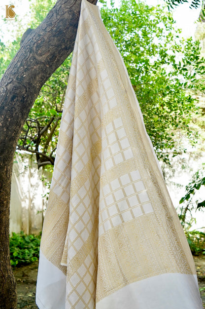 Georgette Banarasi Dyeable Silver Check Dupatta