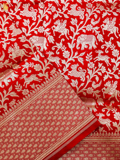 Handloom Banarasi Katan Silk Shikargah Dupatta