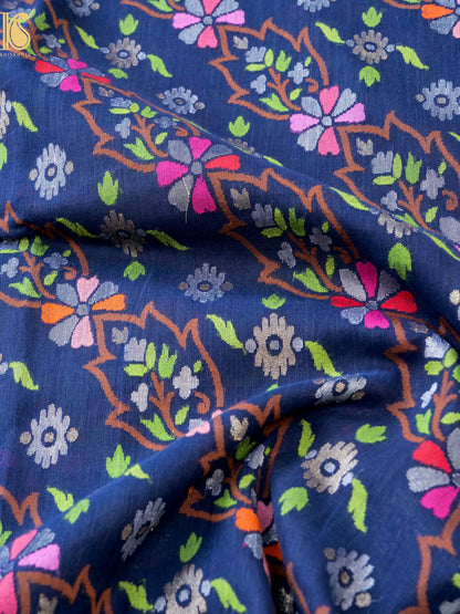 Neelambari Handloom Banarasi Real Silver Zari Cotton Saree