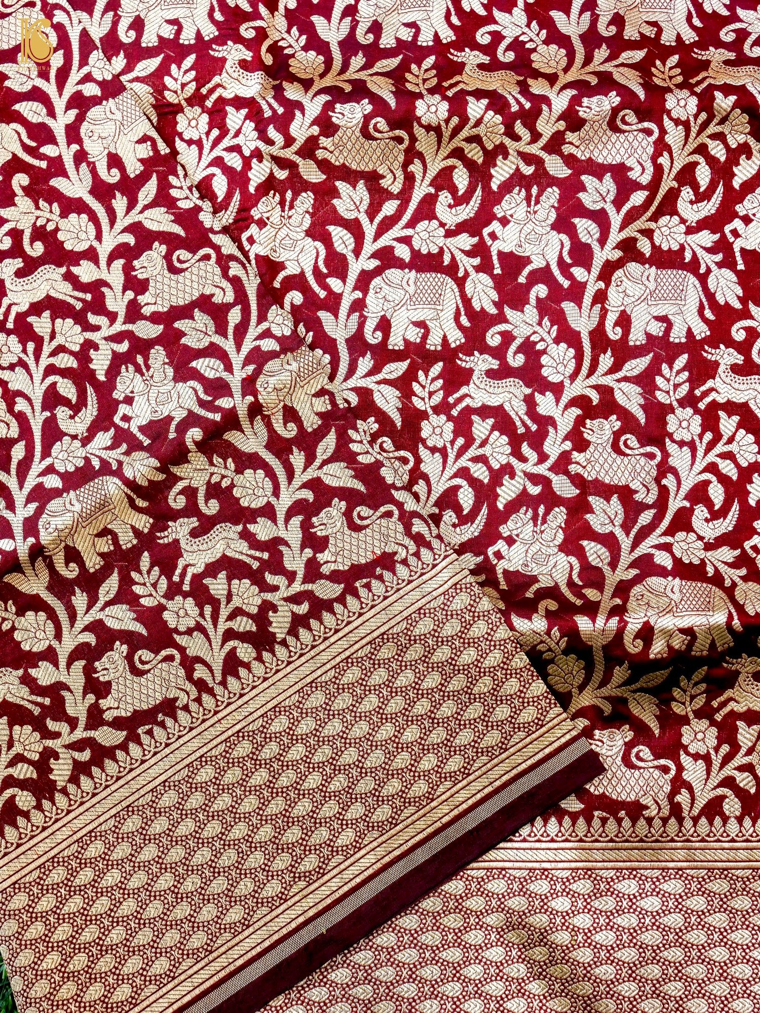 Handloom Banarasi Katan Silk Shikargah Dupatta