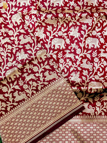 Handloom Banarasi Katan Silk Shikargah Dupatta