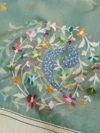 Handloom Banarasi Real Silver Zari Cotton Saree