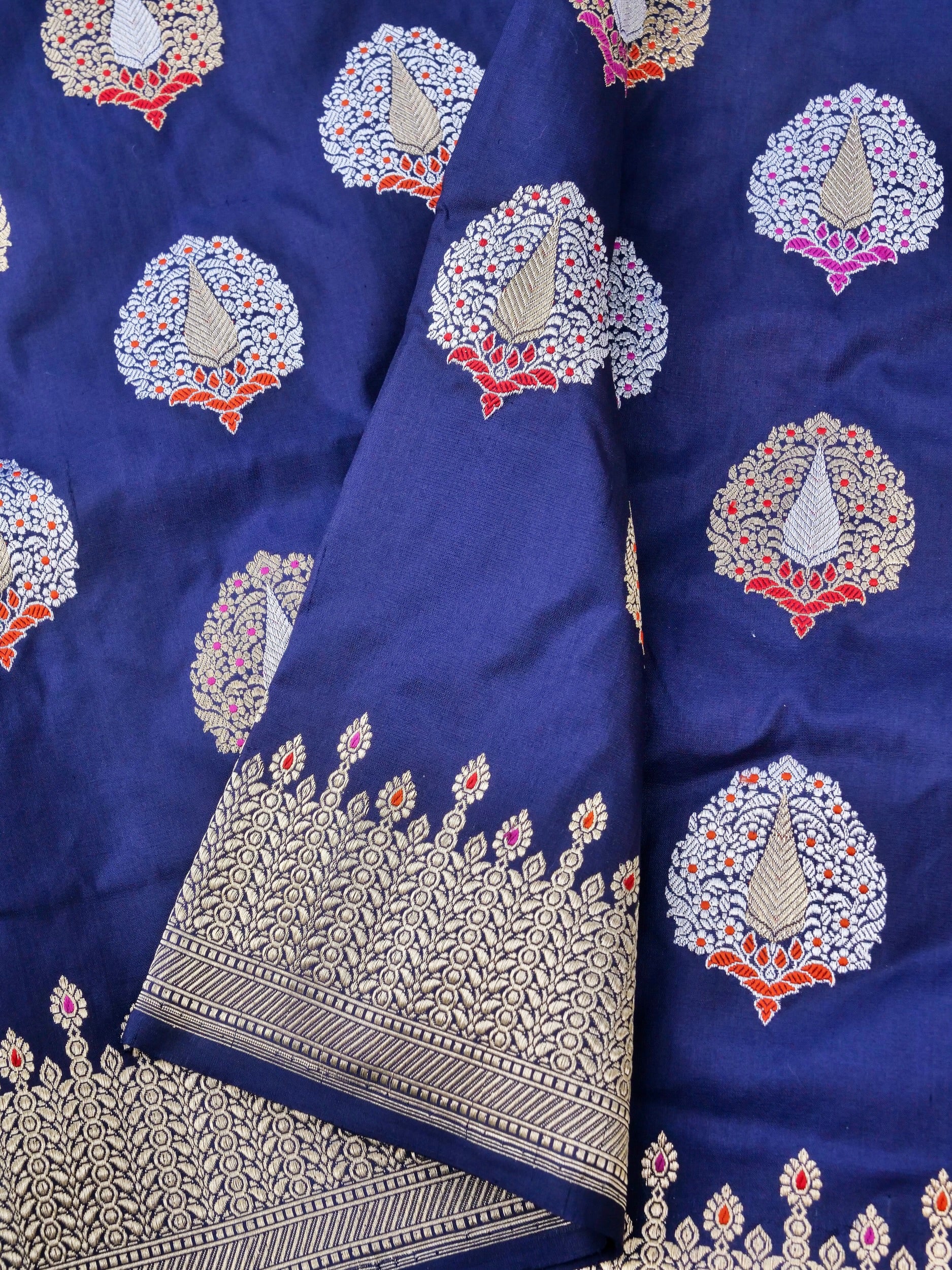 Banarasi Handwoven Katan SIlk Kadwa Mor Saree
