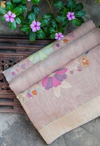 Handloom Banarasi Real Silver Zari Kora Saree