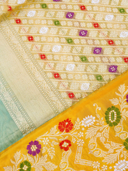 Handloom Banarasi Pure Silk Tissue Kadwa Saree