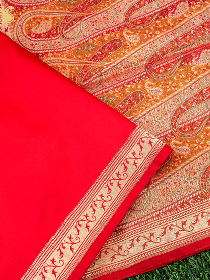 Handwoven Pure Mashru Satin Silk Tanchoi Banarasi Saree