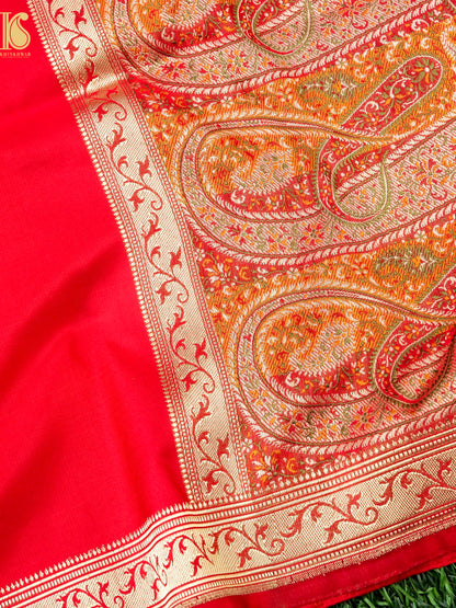Handwoven Pure Mashru Satin Silk Tanchoi Banarasi Saree