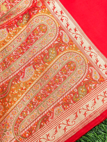 Handwoven Pure Mashru Satin Silk Tanchoi Banarasi Saree