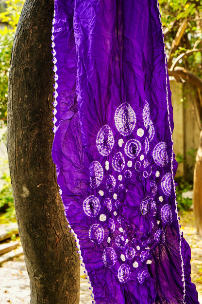 Handwoven Pure Silk Maharani Bandhani Hands Free Saree