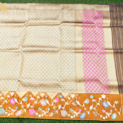 Handloom Banarasi Pure Kora Kadwa Meenakari Saree