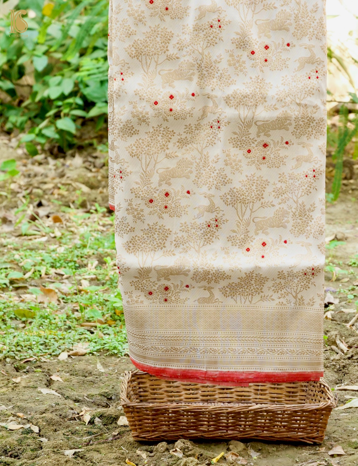 Handloom Banarasi Katan Silk Shikargah Jungle Saree
