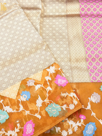 Handloom Banarasi Pure Kora Kadwa Meenakari Saree