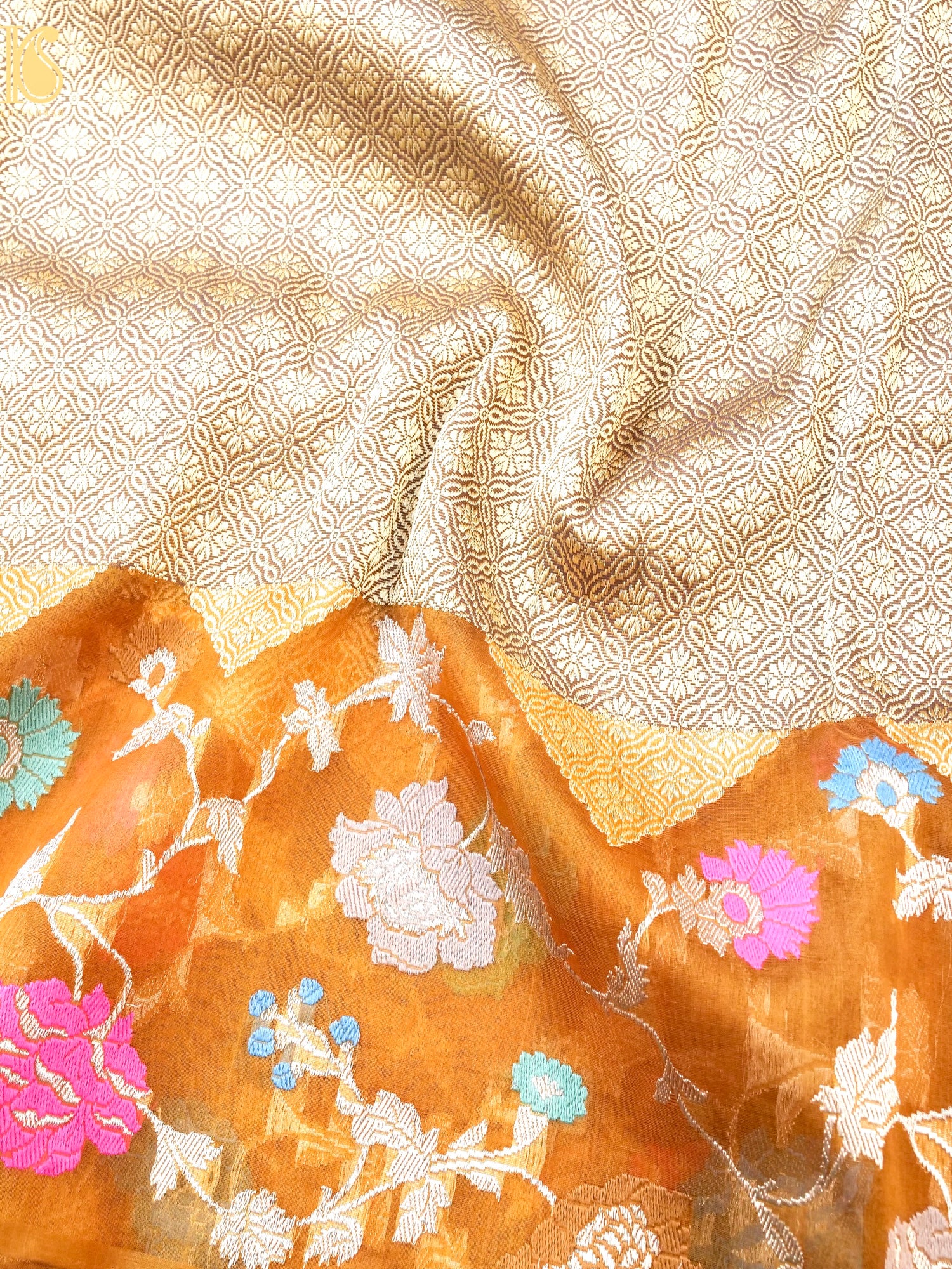 Handloom Banarasi Pure Kora Kadwa Meenakari Saree