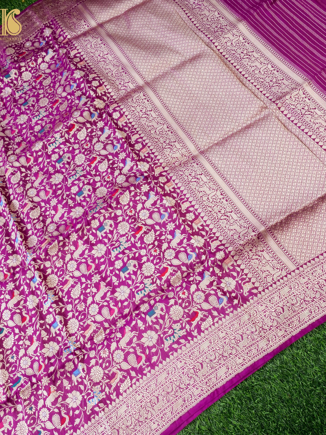 Handwoven Banarasi Katan Silk Shikargah Dupatta