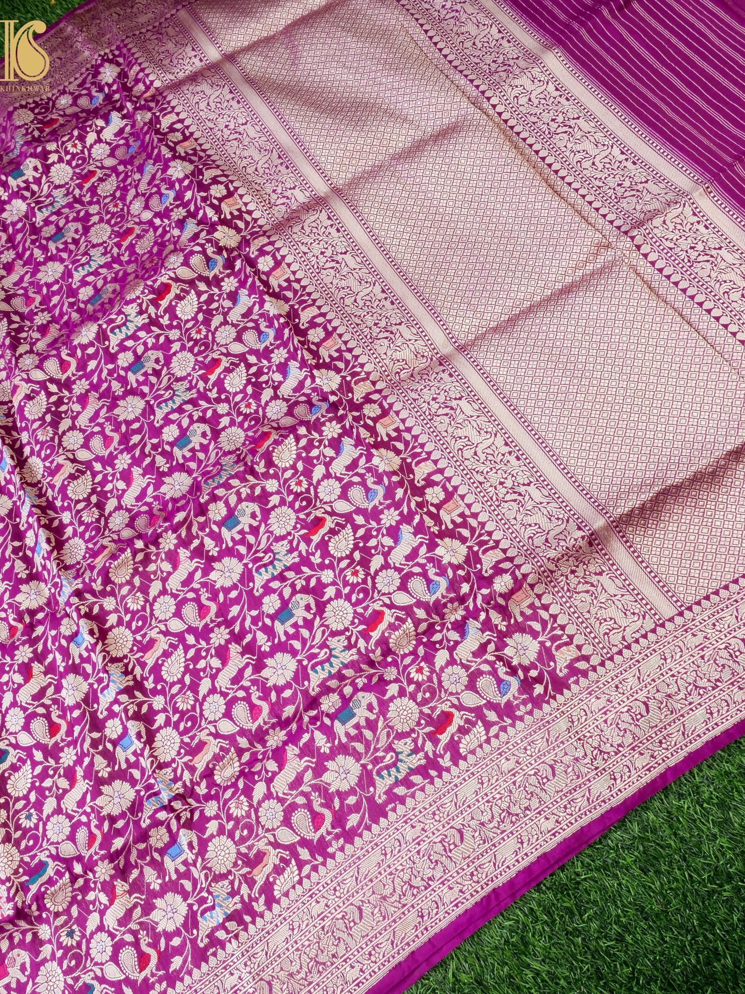 Handwoven Banarasi Katan Silk Shikargah Dupatta