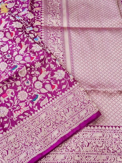 Handwoven Banarasi Katan Silk Shikargah Dupatta