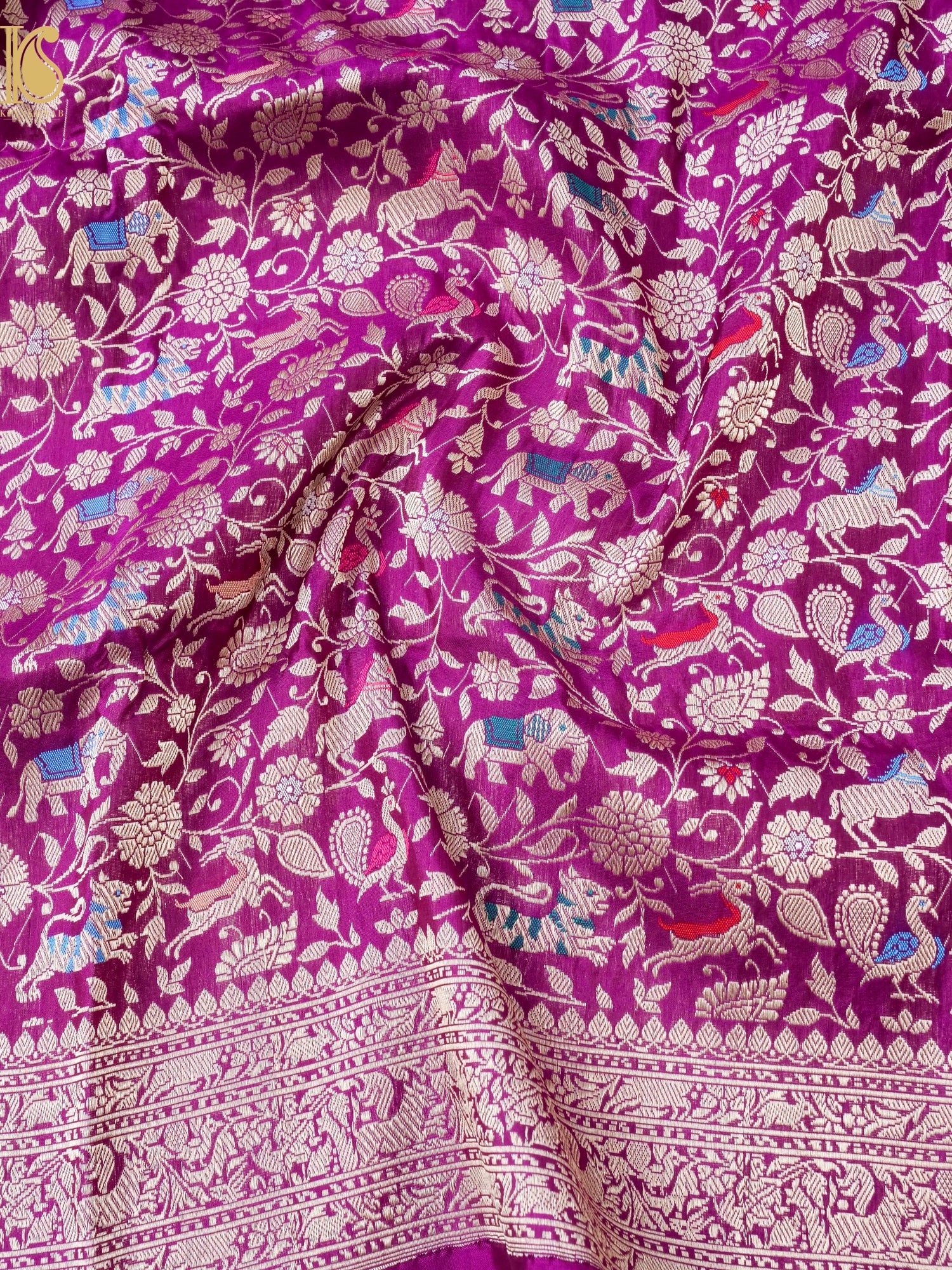 Handwoven Banarasi Katan Silk Shikargah Dupatta
