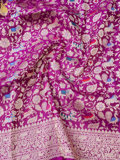 Handwoven Banarasi Katan Silk Shikargah Dupatta