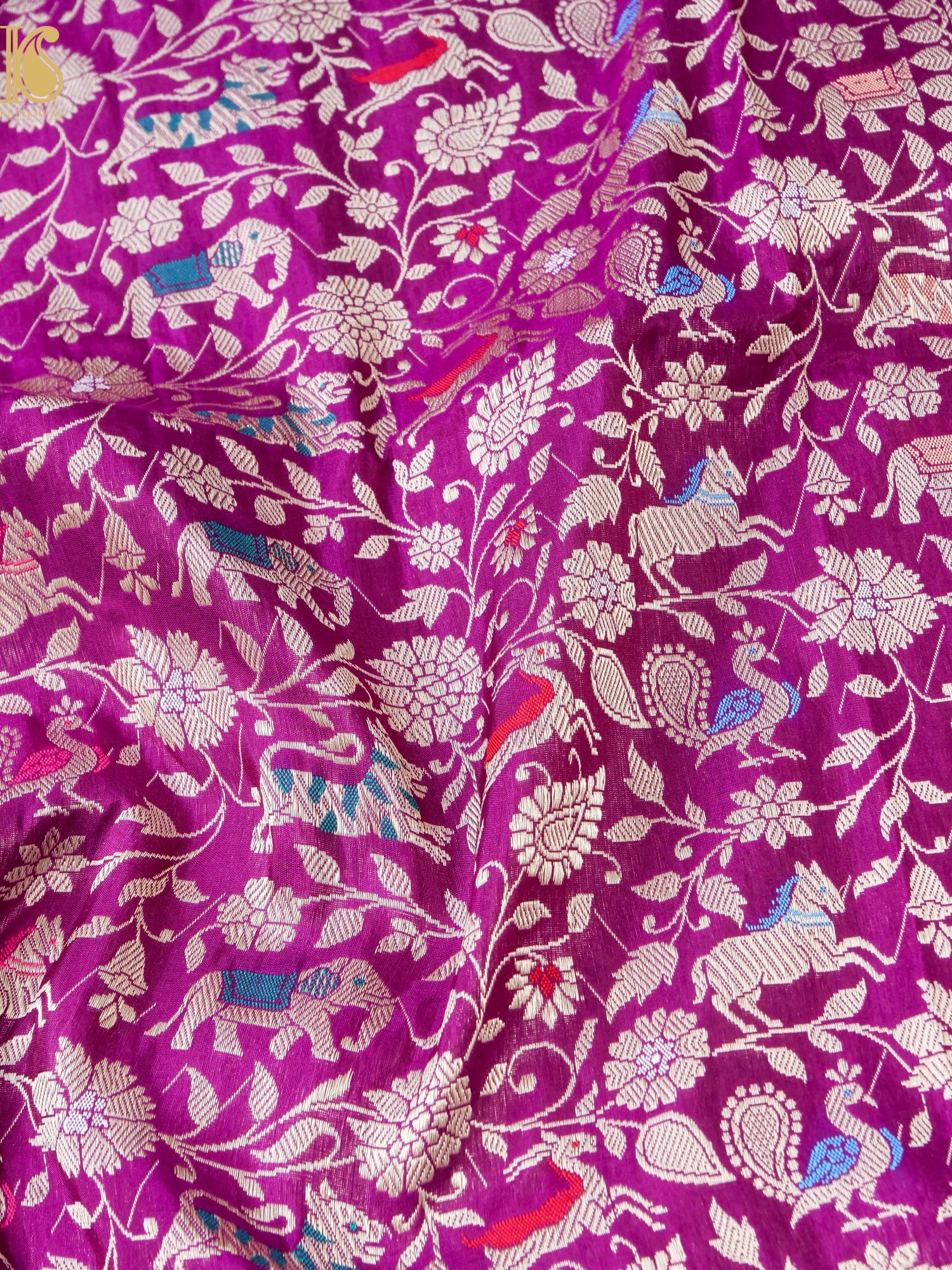 Handwoven Banarasi Katan Silk Shikargah Dupatta