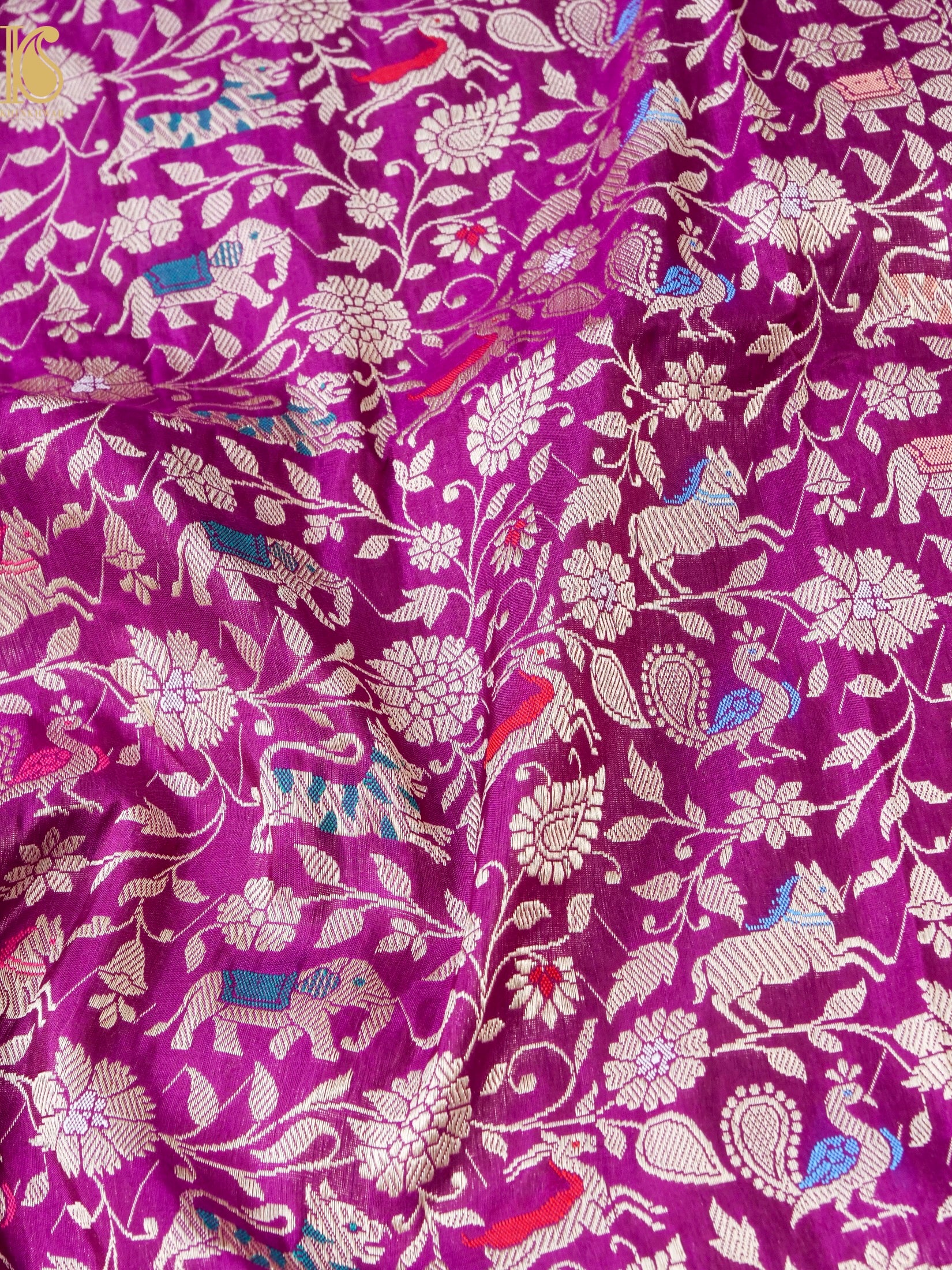 Handwoven Banarasi Katan Silk Shikargah Dupatta