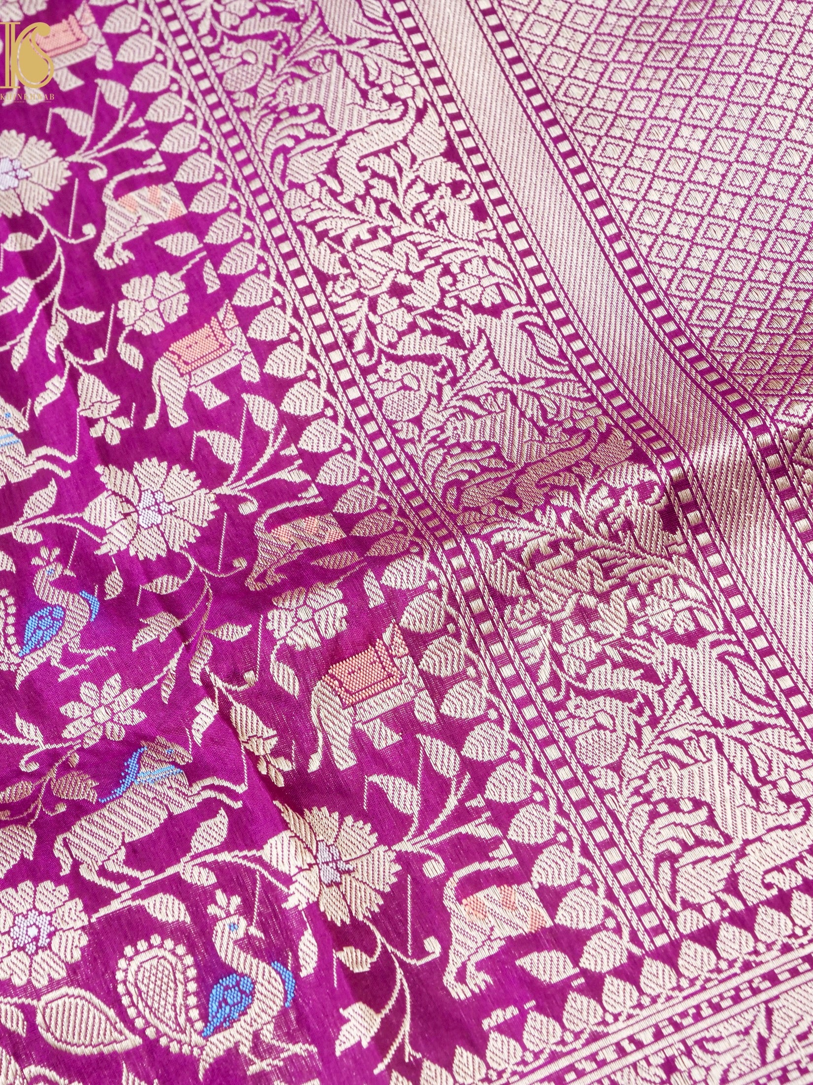 Handwoven Banarasi Katan Silk Shikargah Dupatta