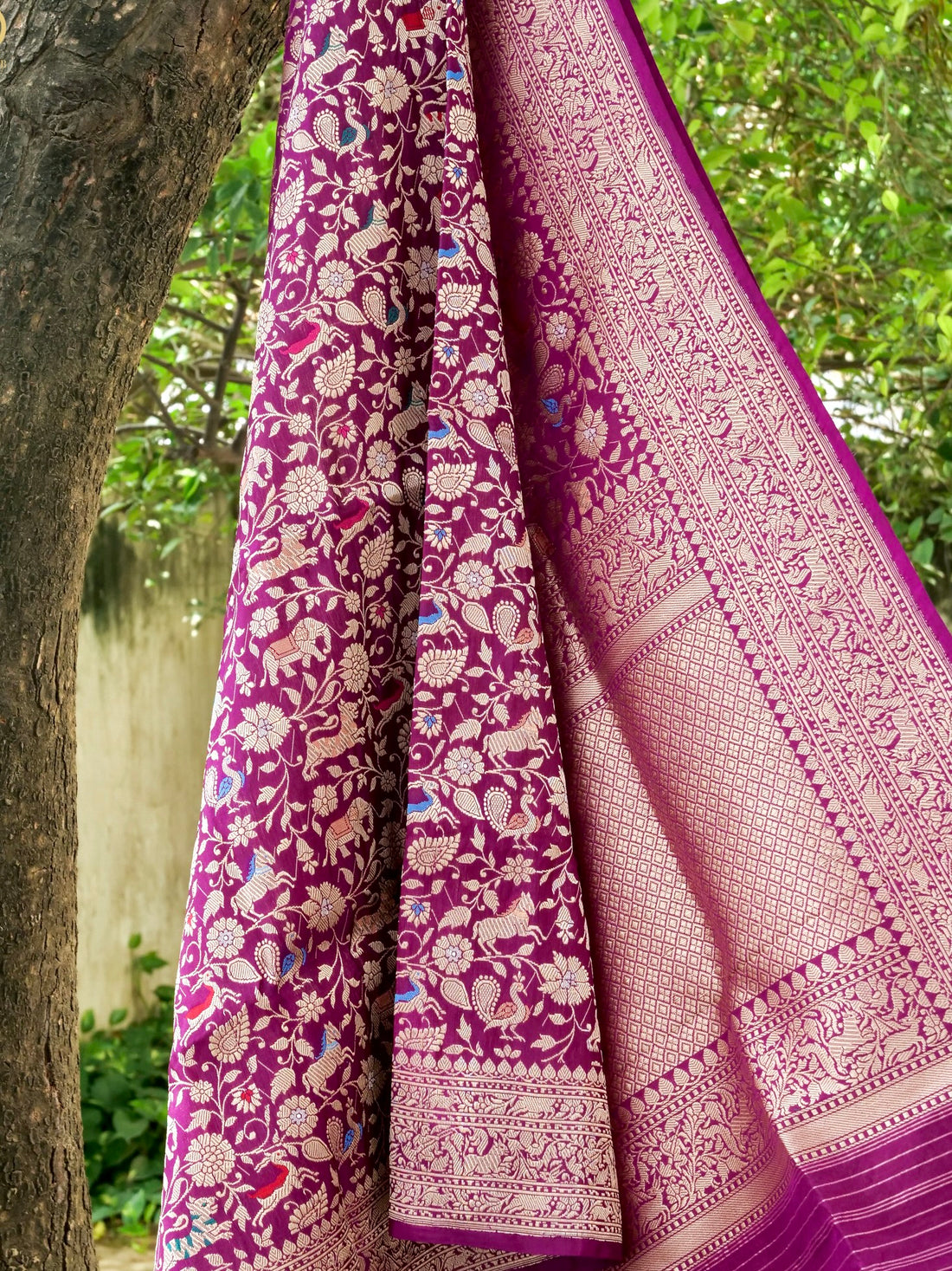 Handwoven Banarasi Katan Silk Shikargah Dupatta