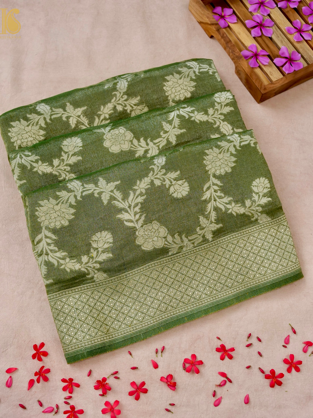 Handloom Tissue Silk Banarasi Jaal Saree