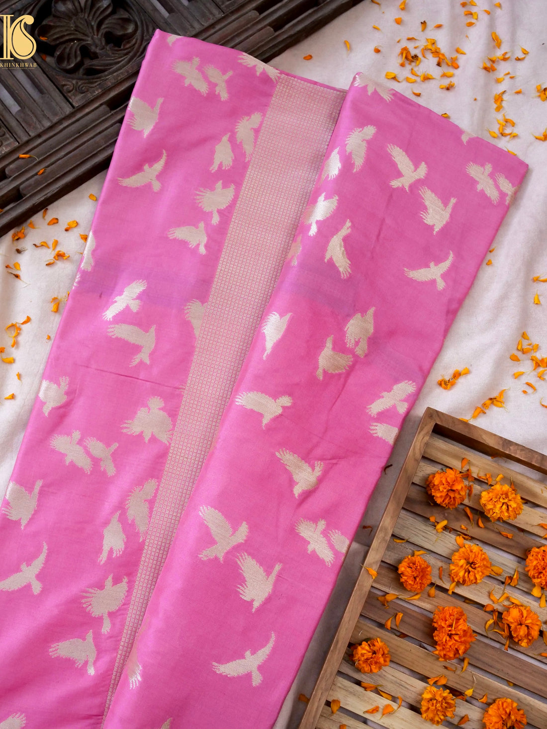 Handwoven Katan Silk Banarasi Chidiya Saree