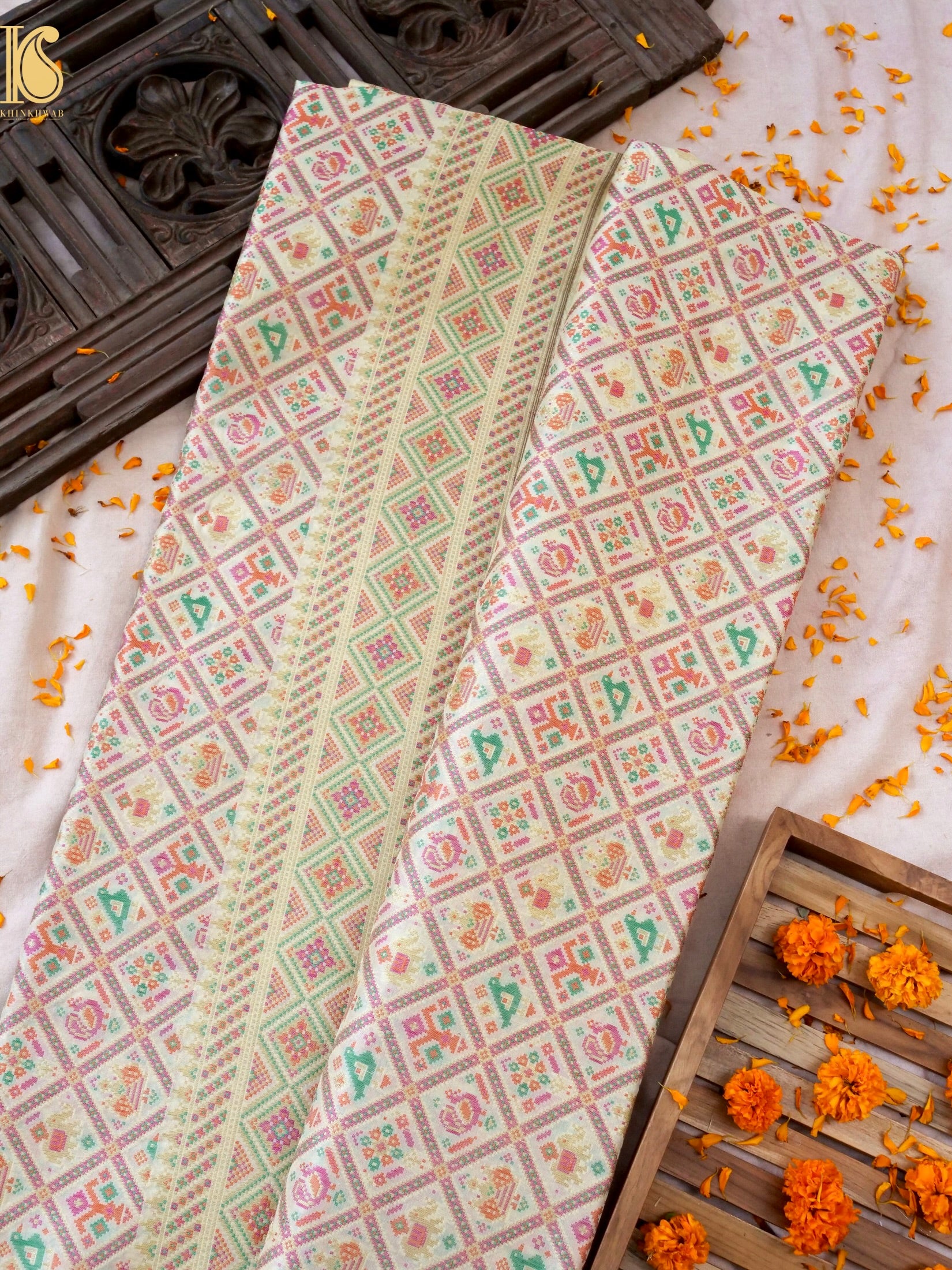 Handwoven Banarasi Katan Silk Patola Saree - Khinkhwab