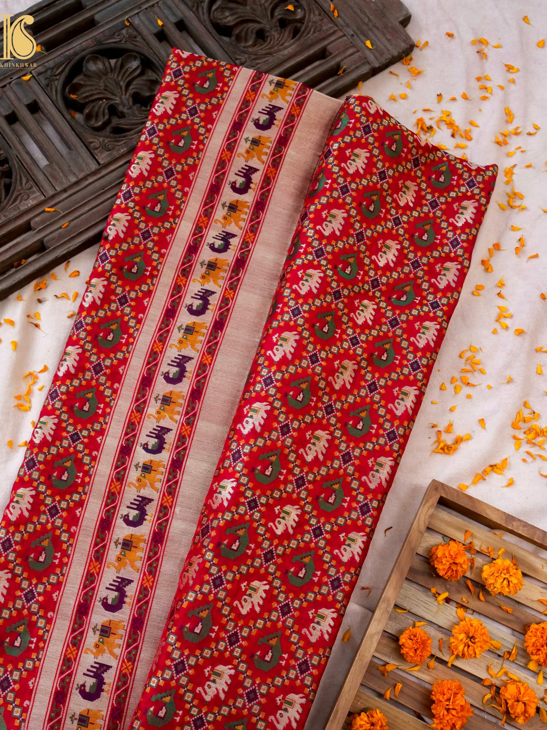 Handwoven Banarasi Katan Silk Patola Saree - Khinkhwab