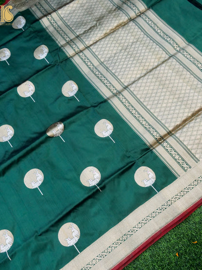Handloom Banarasi Katan Silk Reindeer Border Saree