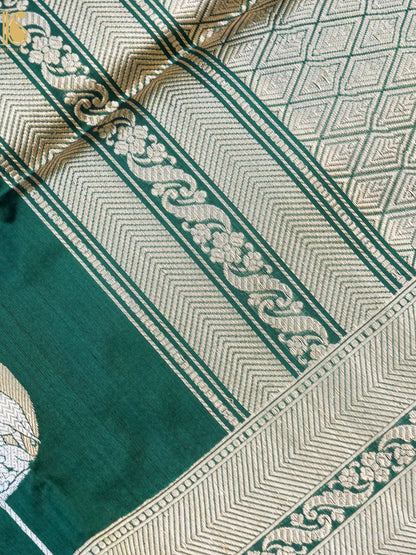 Handloom Banarasi Katan Silk Reindeer Border Saree
