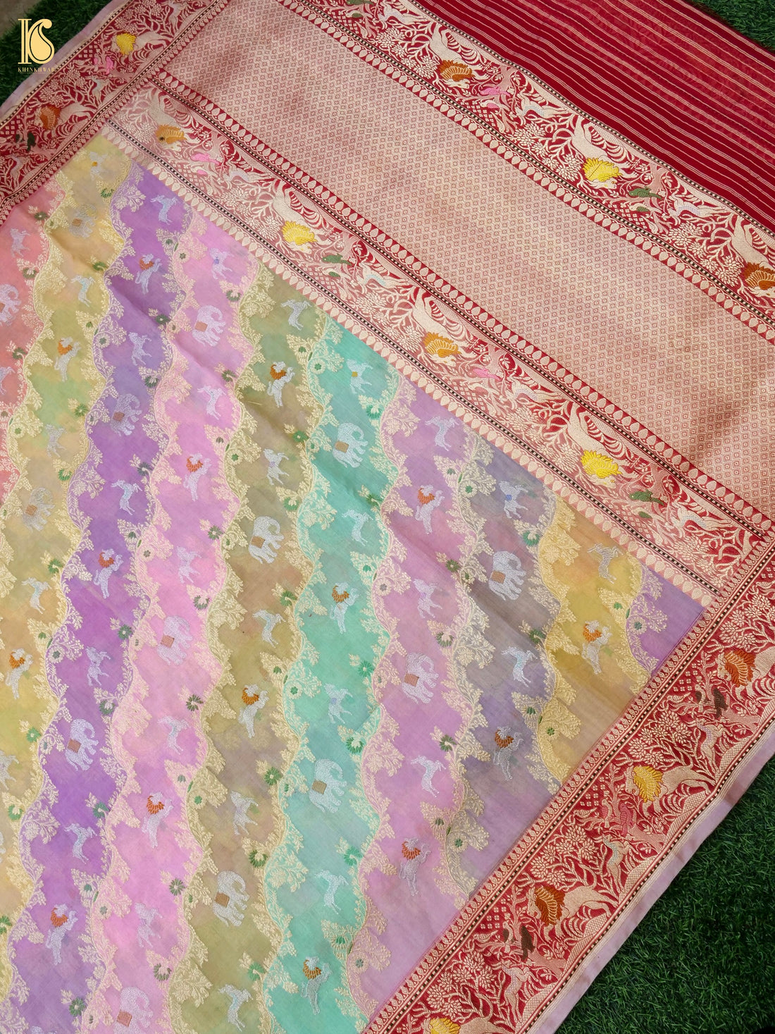 Handloom Banarasi Kora Rangkat Kadwa Silk Saree