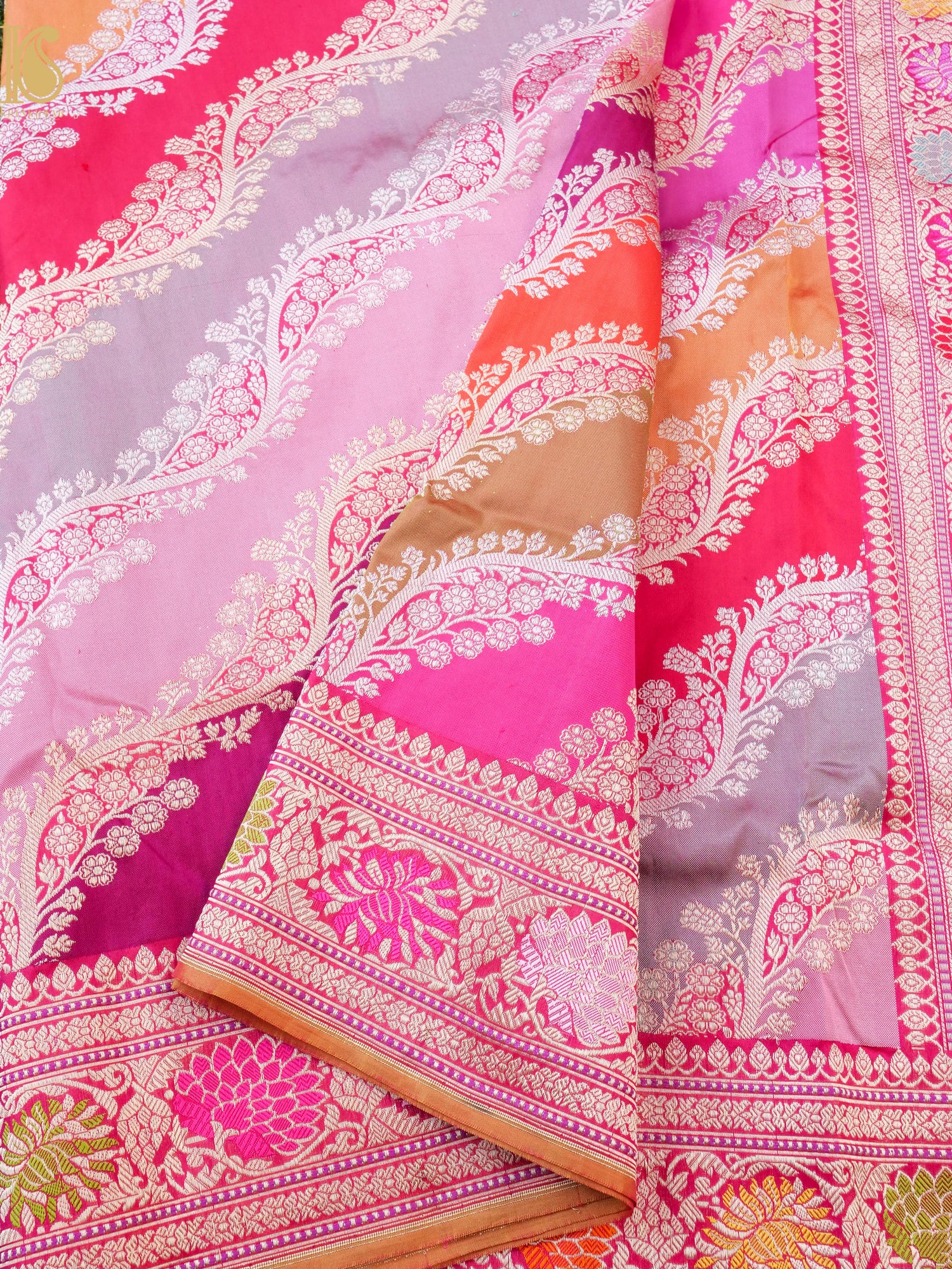 Handloom Banarasi Kadwa Rangkat Silk Saree