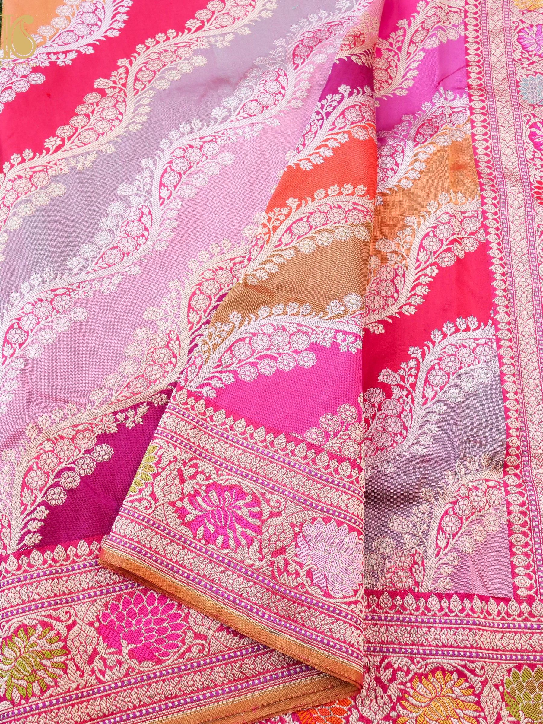 Handloom Banarasi Kadwa Rangkat Silk Saree