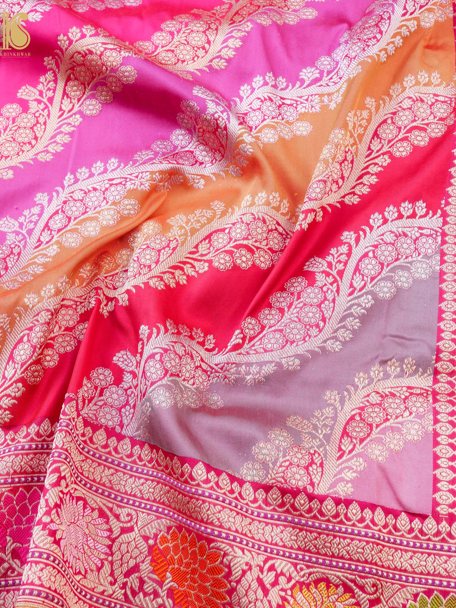 Handloom Banarasi Kadwa Rangkat Silk Saree