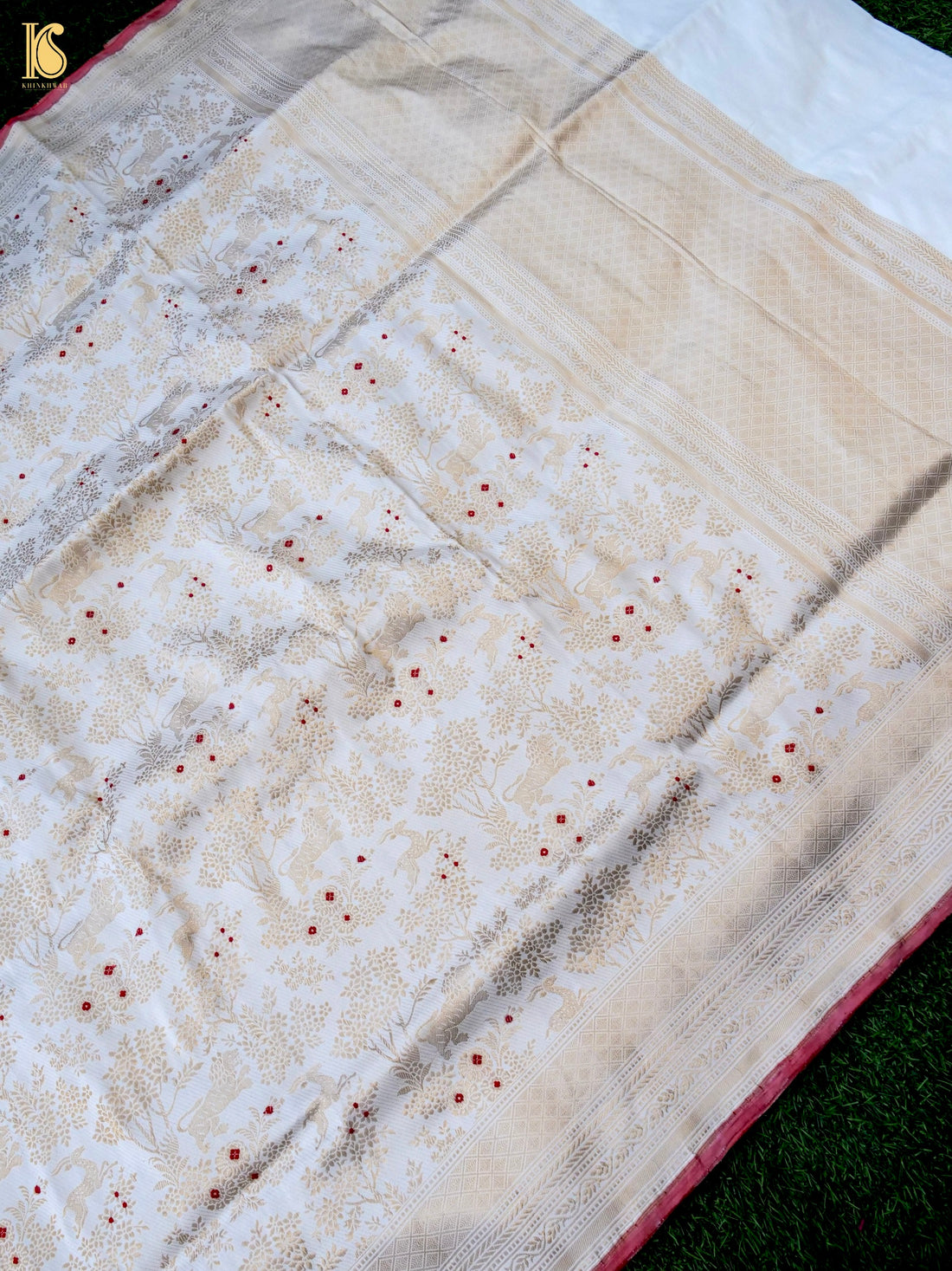 Handloom Banarasi Katan Silk Shikargah Jungle Saree