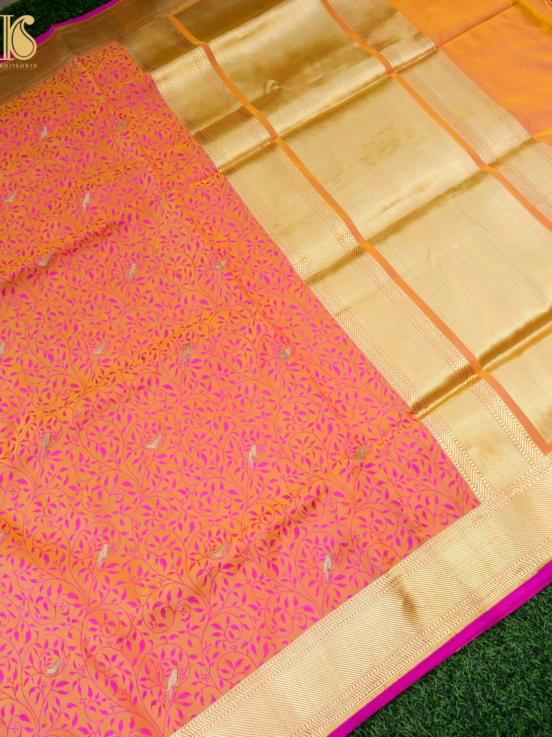 Handwoven Pure Mashru Satin Silk Tanchoi Banarasi Saree