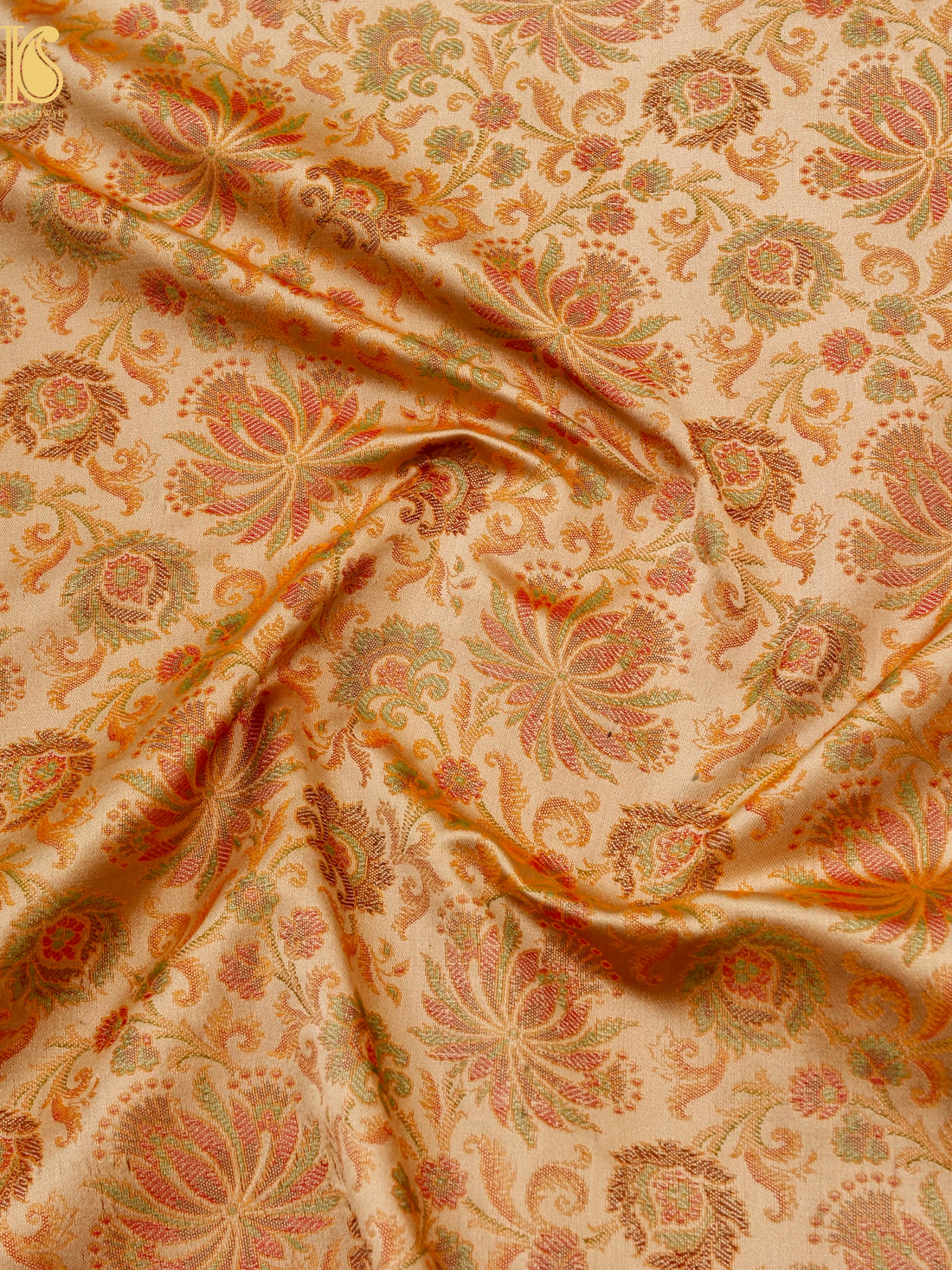 Handloom Banarasi Guldaudi Tanchoi Silk Fabric