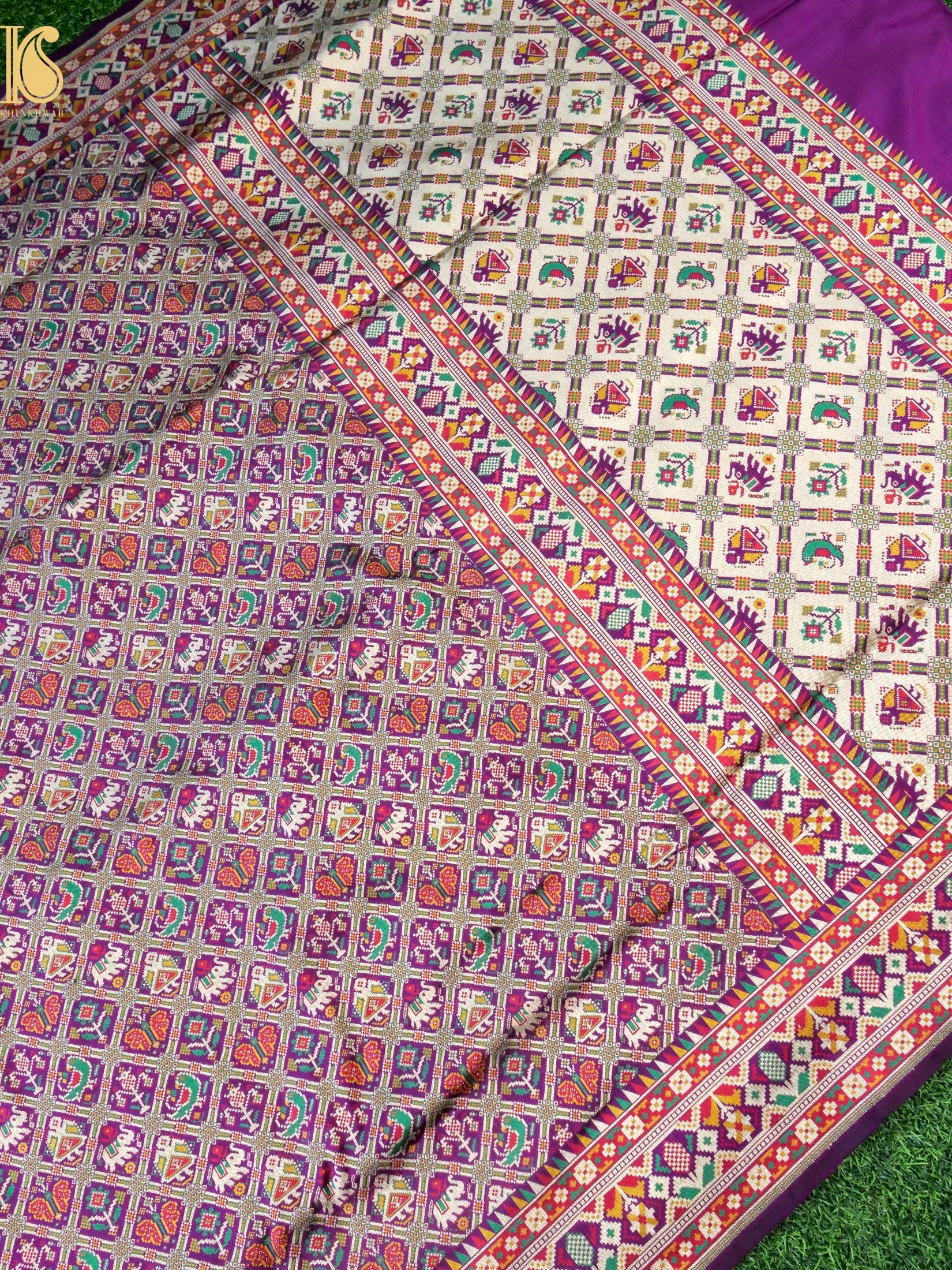 Handwoven Banarasi Katan Silk Patola Saree - Khinkhwab
